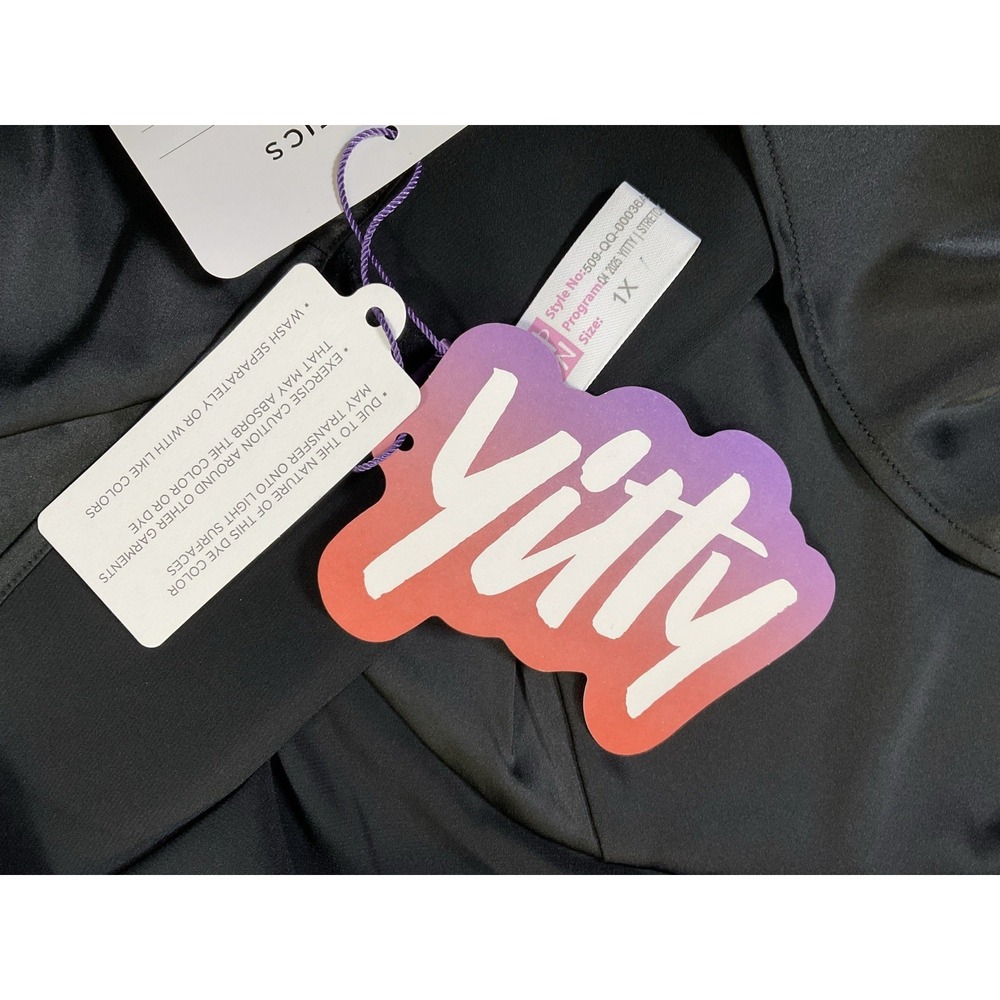 NWOT SAMPLE Fabletics Yitty Satin Spaghetti Strap Cropped Camisole Black - 1X - Picture 5 of 5
